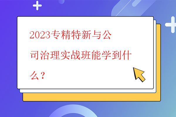2023专精特新与公司治理实战班能学到什么？